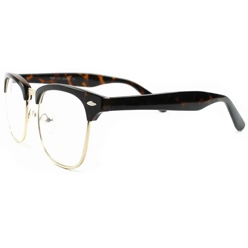 Tortoise Horn-Rim Clear Lens Glasses Retro Unisex Eyewear